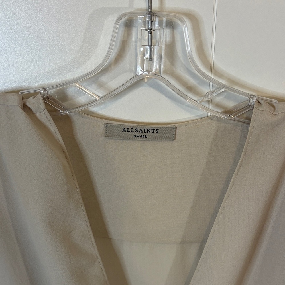 All Saints Silk Wrap Cap Sleeve Peplum Blouse size S - Picture 2 of 7
